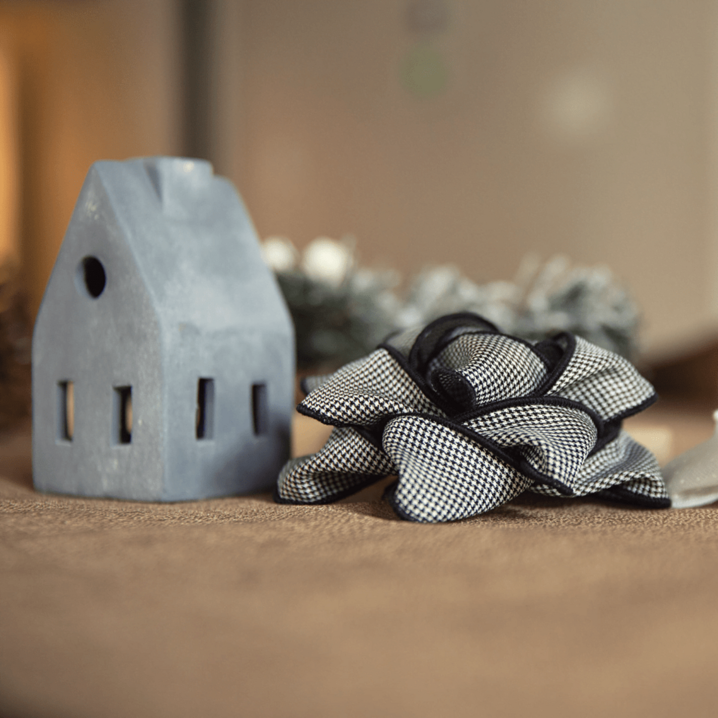 Fabric Gift Bow - Houndstooth