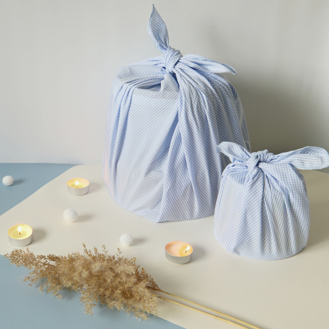 Furoshiki blue fabric wrapping japanese_tissu emballage cadeau