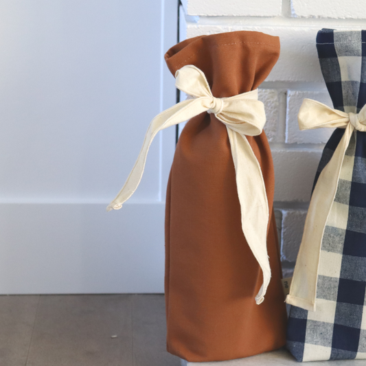 Sac cadeau à bouteille en tissu réutilisable - Classique - Terracotta