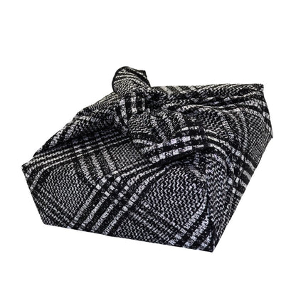 Reusable Furoshiki Gift Wrap - Black, Silver, and White Checkered