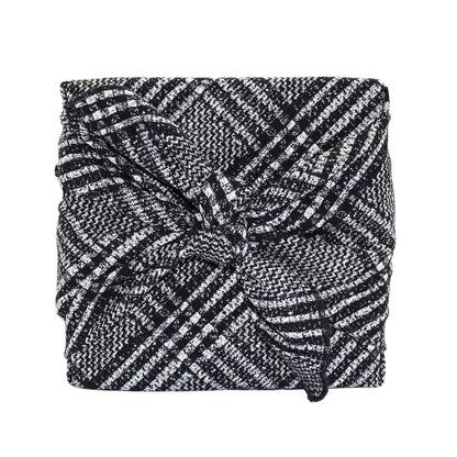 Reusable Furoshiki Gift Wrap - Black, Silver, and White Checkered