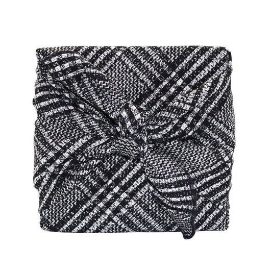 Reusable Furoshiki Gift Wrap - Black, Silver, and White Checkered