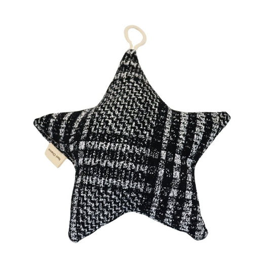 Ornement Étoile pour le sapin de Noël - Carreaux noir, argent et blanc
