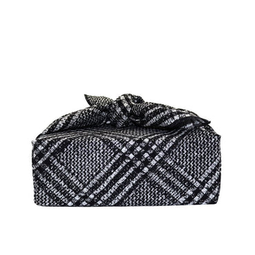 Reusable Furoshiki Gift Wrap - Black, Silver, and White Checkered