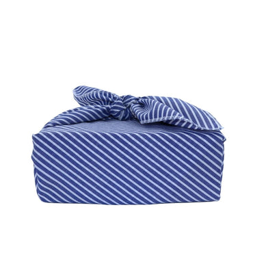 Reusable Furoshiki Gift Wrap Stripes - Blue with White Stripes