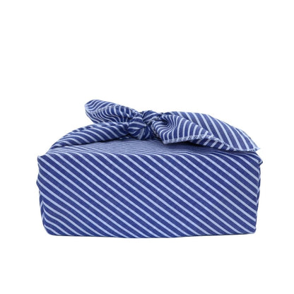 Reusable Furoshiki Gift Wrap Stripes - Blue with White Stripes