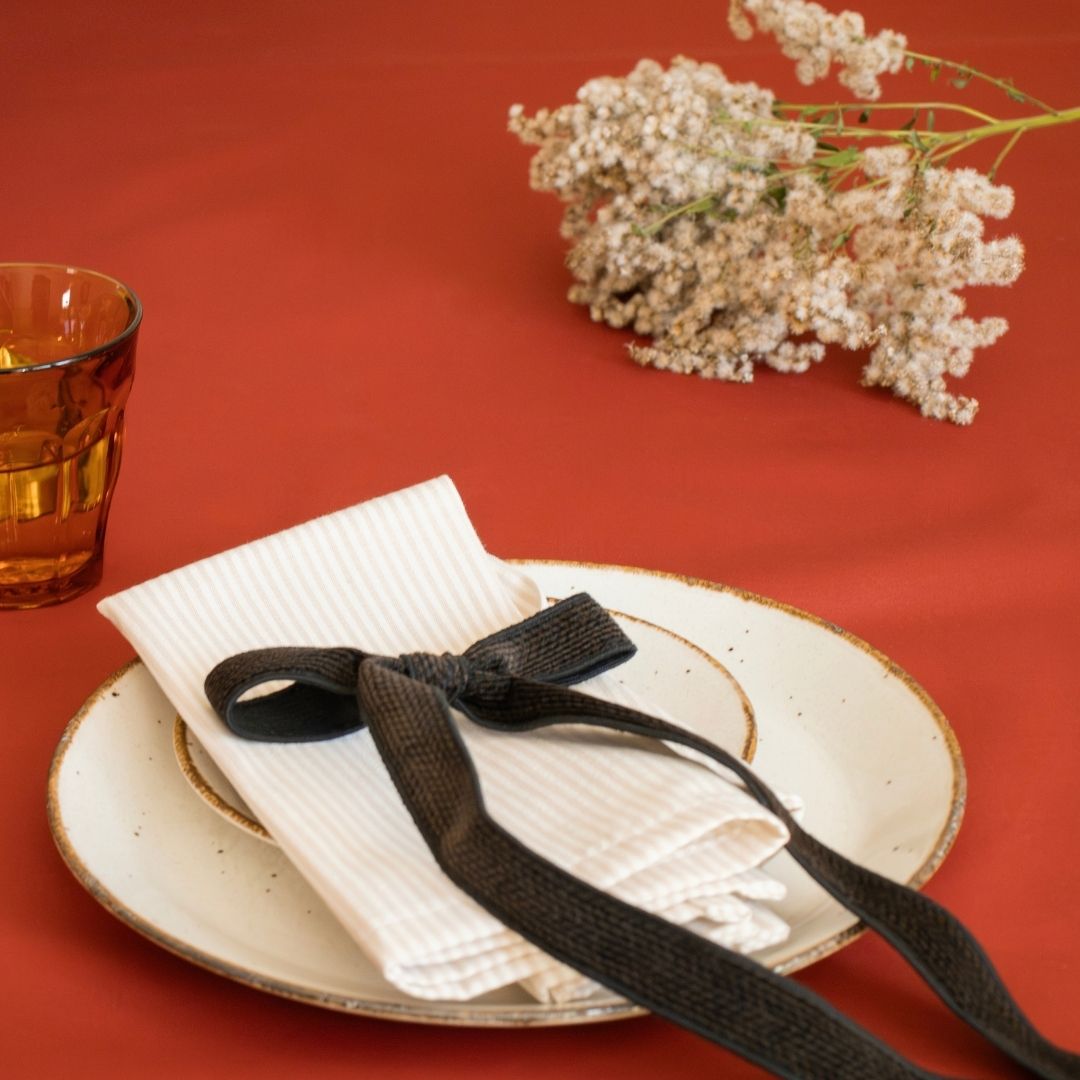 Long Bow with Clip - Brown Velvet Chevron