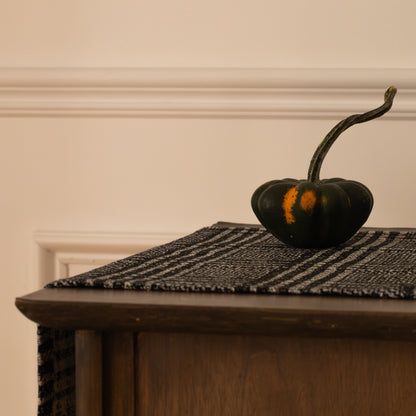 Chemin de table - Carreaux noir et argent