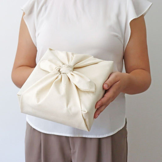 Emballage cadeau réutilisable Furoshiki - Lainage Crème