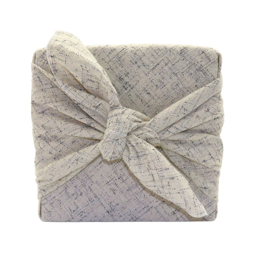 Reusable Furoshiki Gift Wrap - Cream Wool with Navy Blue Thread