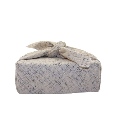 Reusable Furoshiki Gift Wrap - Cream Wool with Navy Blue Thread
