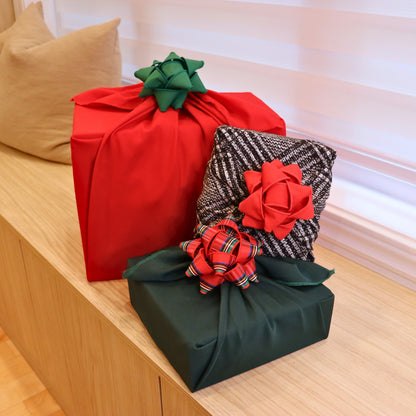 Set of 3 fabric gift bows - Traditional Christmas