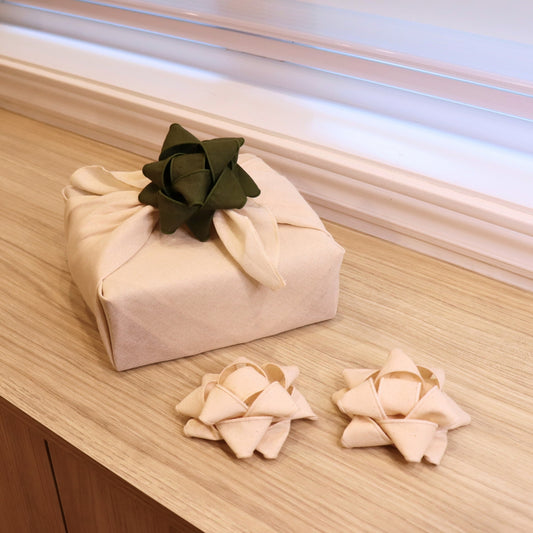Set of 3 Fabric Gift Bows - Organic