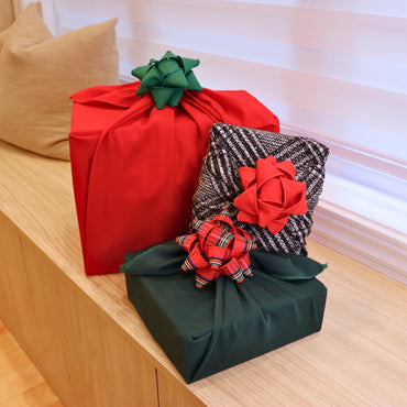 Set of 3 Furoshiki gift wraps - Traditional Christmas