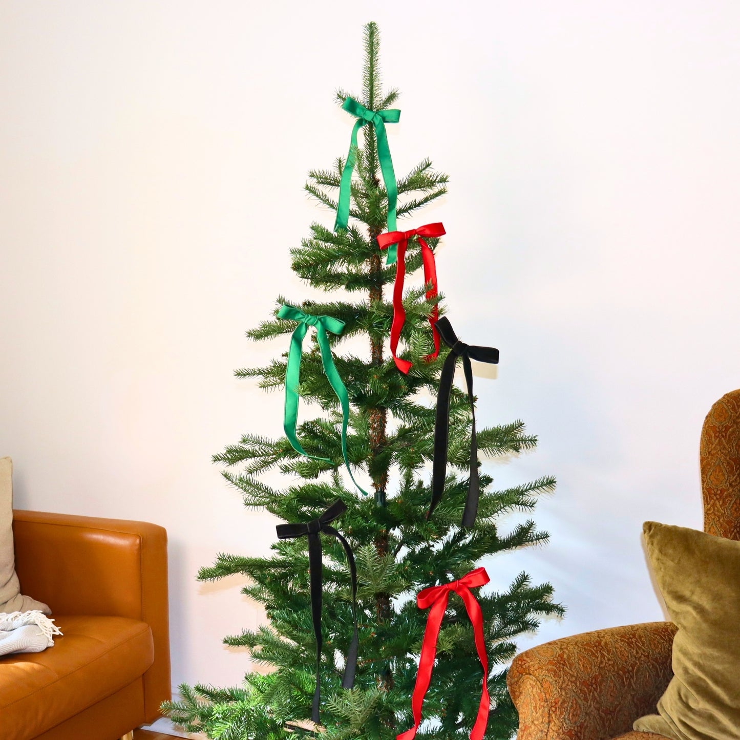 Set of 6 long bows - Traditional Christmas