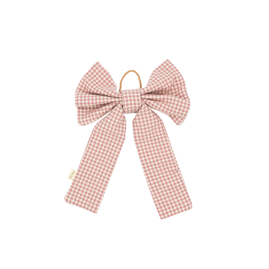 Grande boucle - Pied-de-poule rose et crème