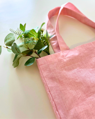 Sac fourre-tout réutilisable avec pochette intérieure (Tote bag) Imprimé monochrome - Rose pâle