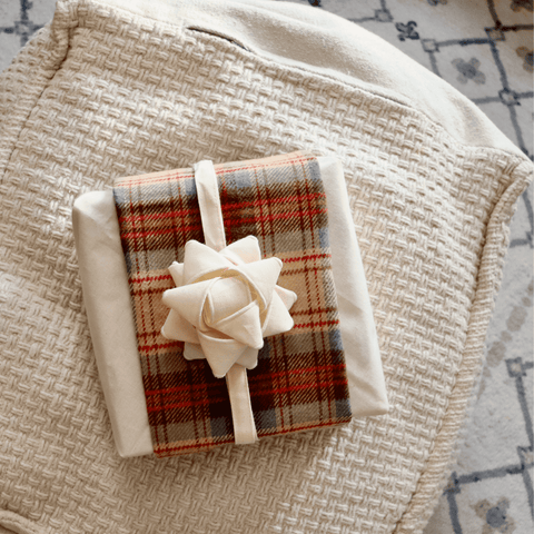 Wool effect checks - Vice-Versaᴷᴵᵀ - Reusable gift wrap made of recycled fabric
