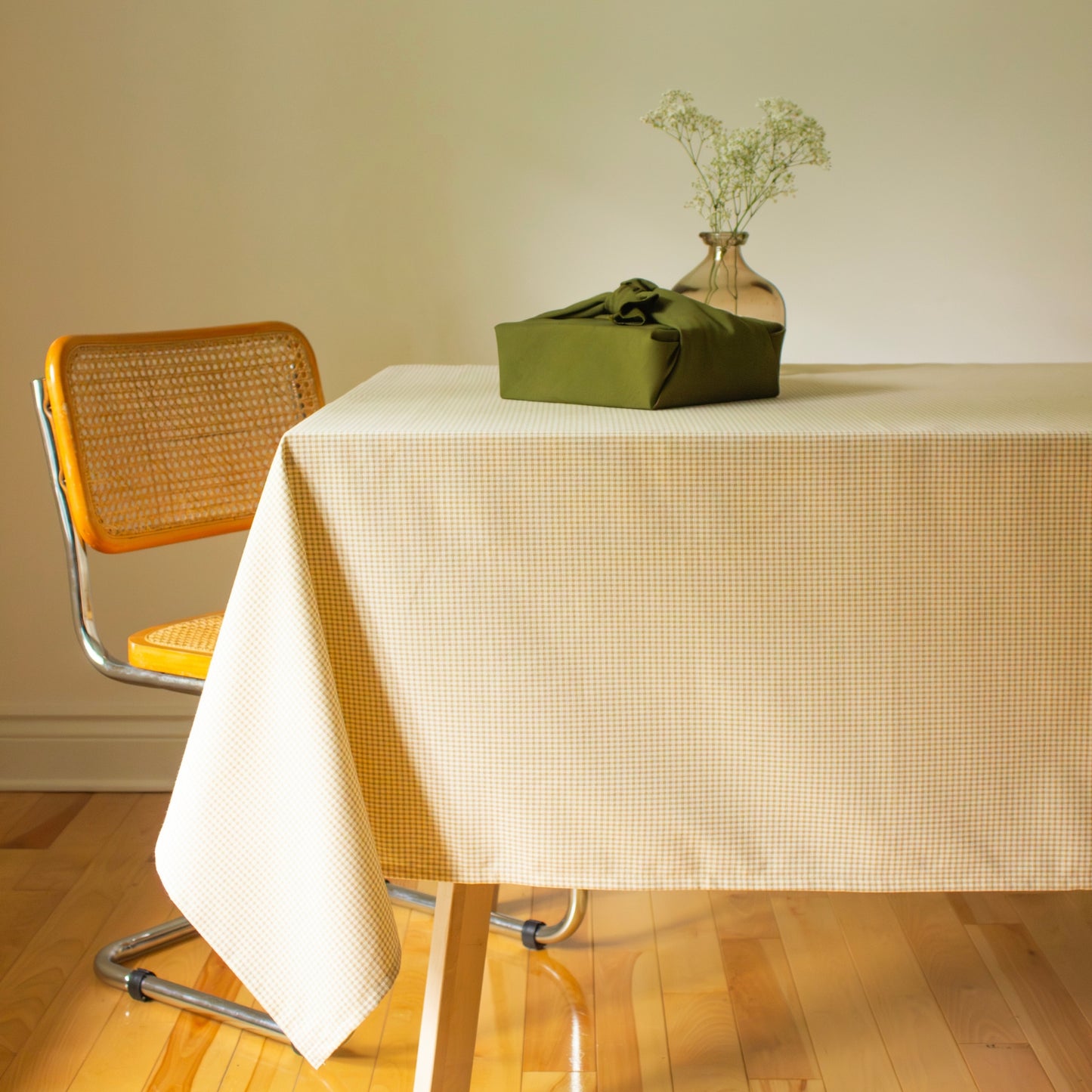 Nappe - Vichy sable et crème