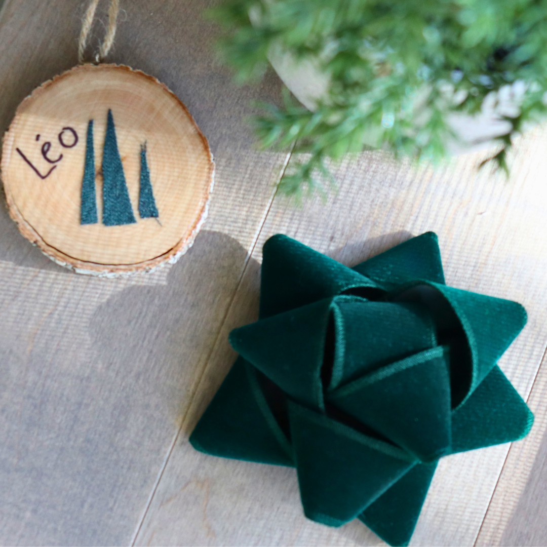 Chou à cadeau en tissu - Vert velours