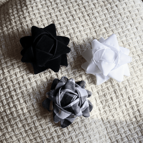 Gift Bows Trio - made of salvaged fabric - Black & White