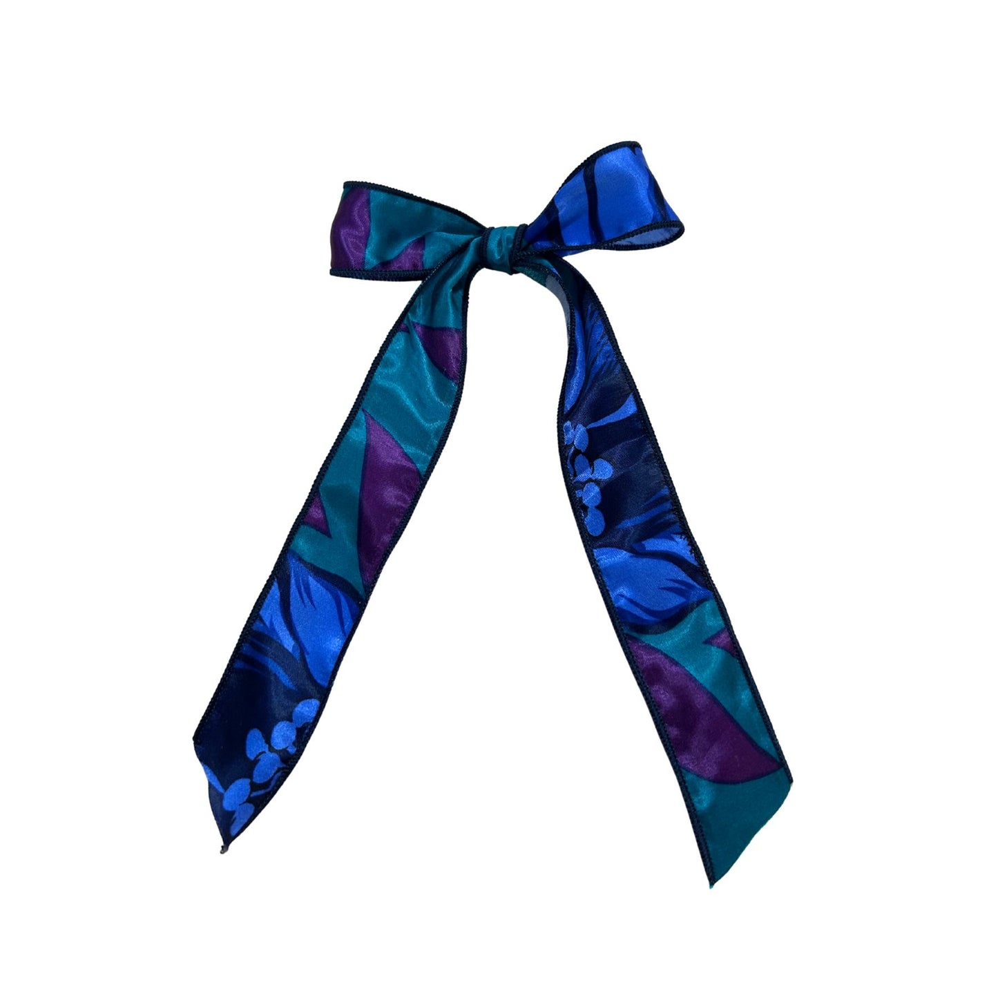 Boucle à cheveux - Bleu floral effet soie