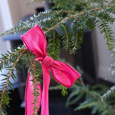 Boucle longue large pour le sapin de Noël - Classique - Rose effet soie