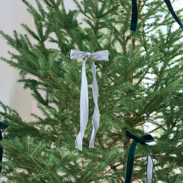 Boucle longue large pour le sapin de Noël - Scintillant - Argent