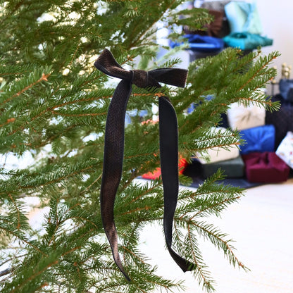 Boucle longue pour le sapin de Noël - Chevron velours brun