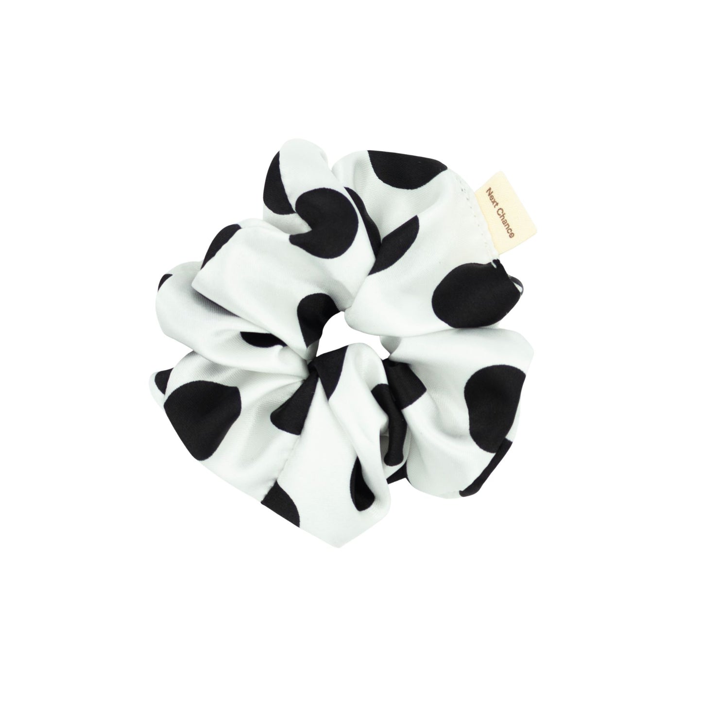 Chouchou à cheveux - Effet soie blanc à picots noir