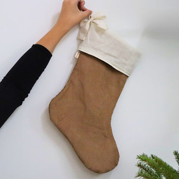 Bas de Noël - Velours côtelé beige