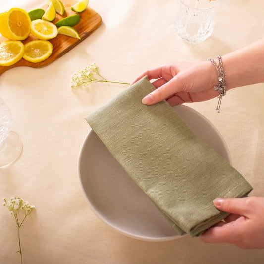 Ensemble de 2 serviettes de table - Lin eucalyptus