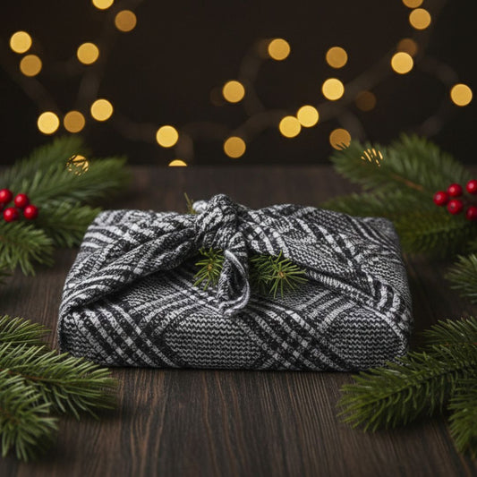 Emballage cadeau réutilisable Furoshiki réversible - Givre