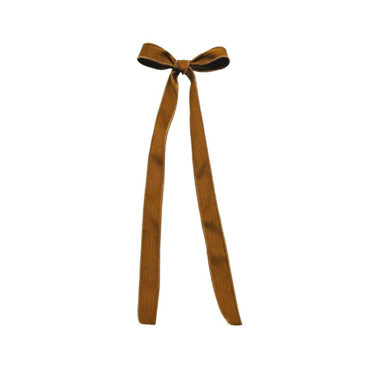 Boucle longue pour le sapin de Noël - Rayures satinées ocre
