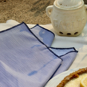 Serviettes de table - Bleu rayé