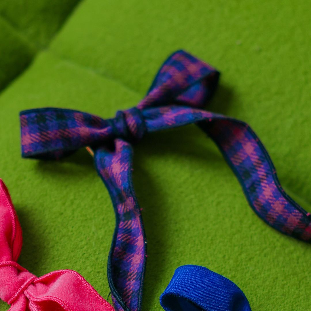 Boucle carreauté bleu et rose Marianne Plaisance