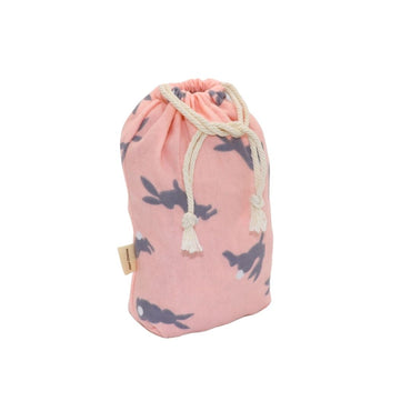 Small reusable fabric gift bag - Pale pink with rabbit patterns
