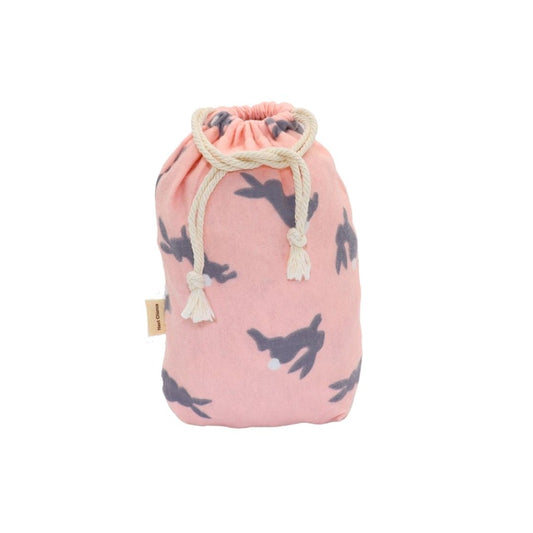 Small reusable fabric gift bag - Pale pink with rabbit patterns