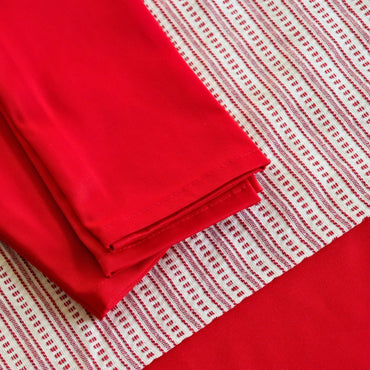 Chemin de table - Broderie rouge sur fond crème