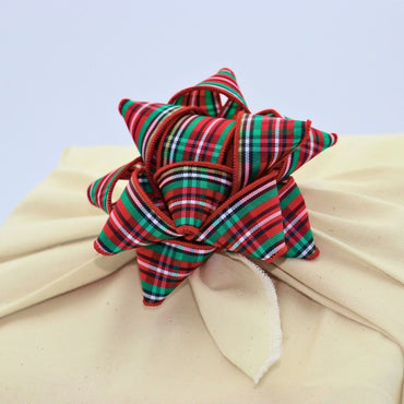 Fabric gift cabbage - Red and green tartan