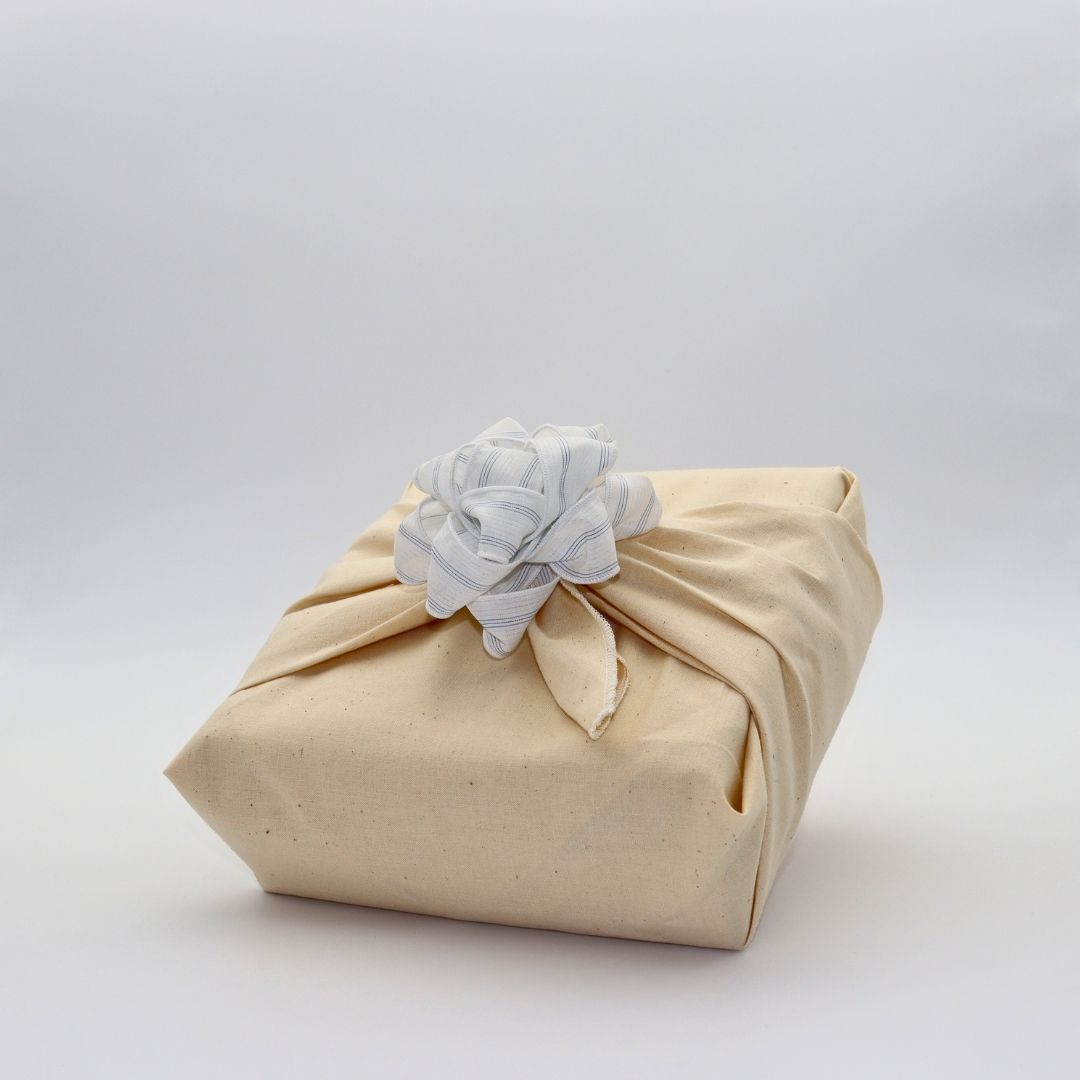 Chou à cadeau en tissu - Rayures - Blanc ligné