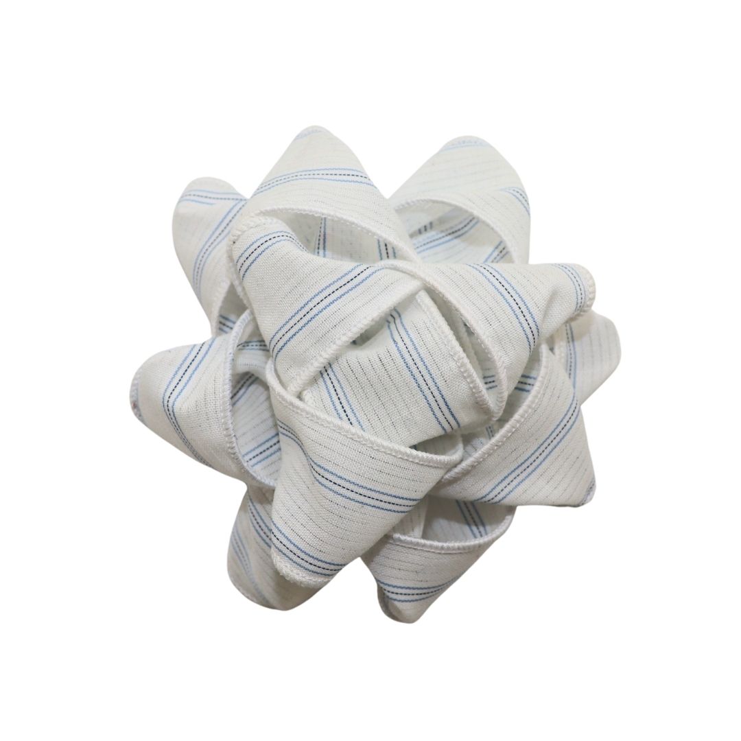 Chou à cadeau en tissu - Rayures - Blanc ligné