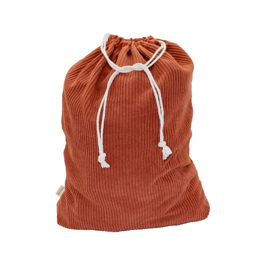 Sac cadeaux en tissu réutilisable - Velours côtelé terracotta