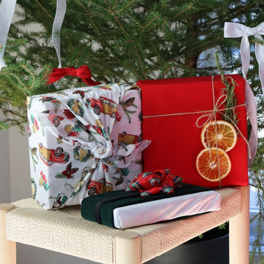 Reusable Furoshiki Gift Wrap - Vintage Christmas Patterns