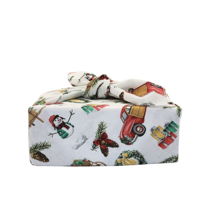 Emballage cadeau réutilisable Furoshiki - Motifs vintage de Noël