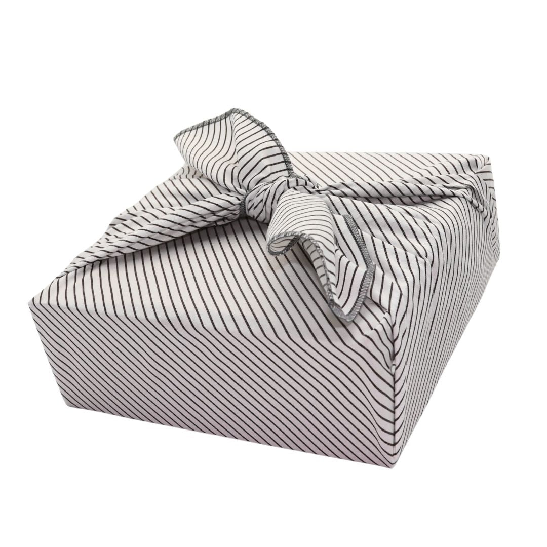 Emballage cadeau réutilisable Furoshiki - Rayures - Blanc rayé brun