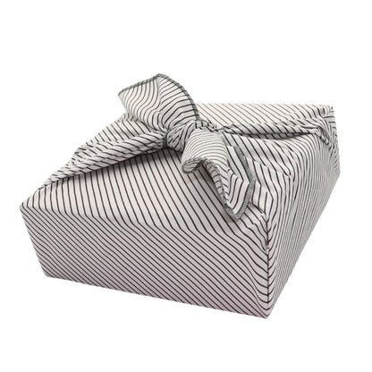 Emballage cadeau réutilisable Furoshiki - Rayures - Blanc rayé brun
