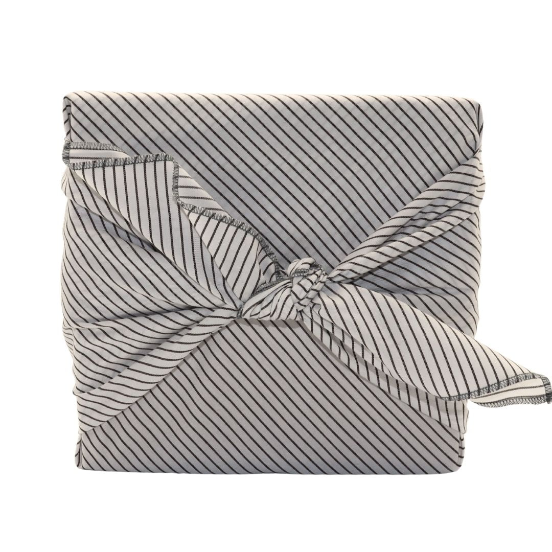 Emballage cadeau réutilisable Furoshiki - Rayures - Blanc rayé brun