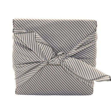 Reusable Gift Wrap Furoshiki Stripes - White with Brown Stripes