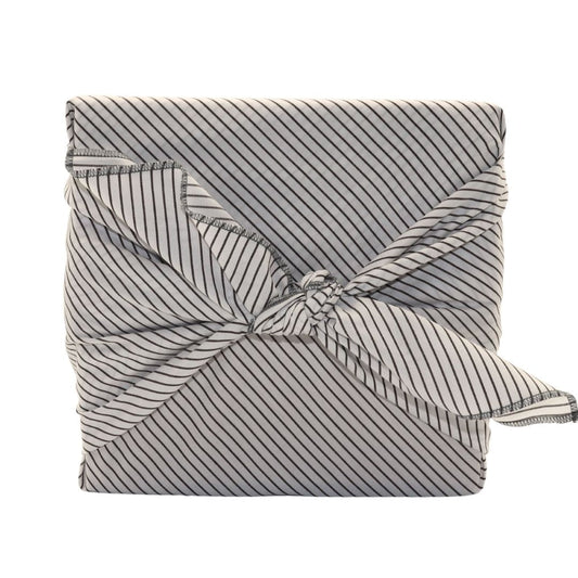 Emballage cadeau réutilisable Furoshiki - Rayures - Blanc rayé brun